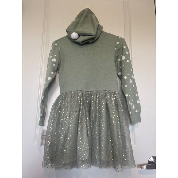 Hello Kitty Girls Hoodie Sweater Dress Tulle Sz M Green Pink Polka Dots Glitter - Picture 2 of 7
